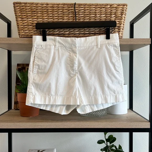 J. Crew Mid-Rise White Stretch Cotton Chino Pocket Shorts, 2 - Picture 2 of 7